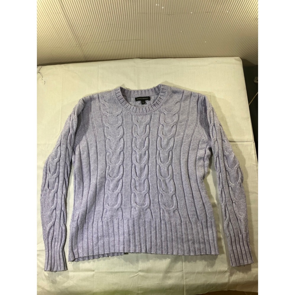 Banana Republic Cable Knit Sweater Women's Size L‎ Long Sleeve Lavender